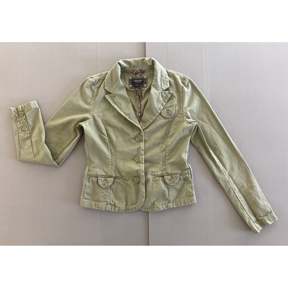 American Eagle Outfitters Jacket Women's Small Short Military Style Olive Green